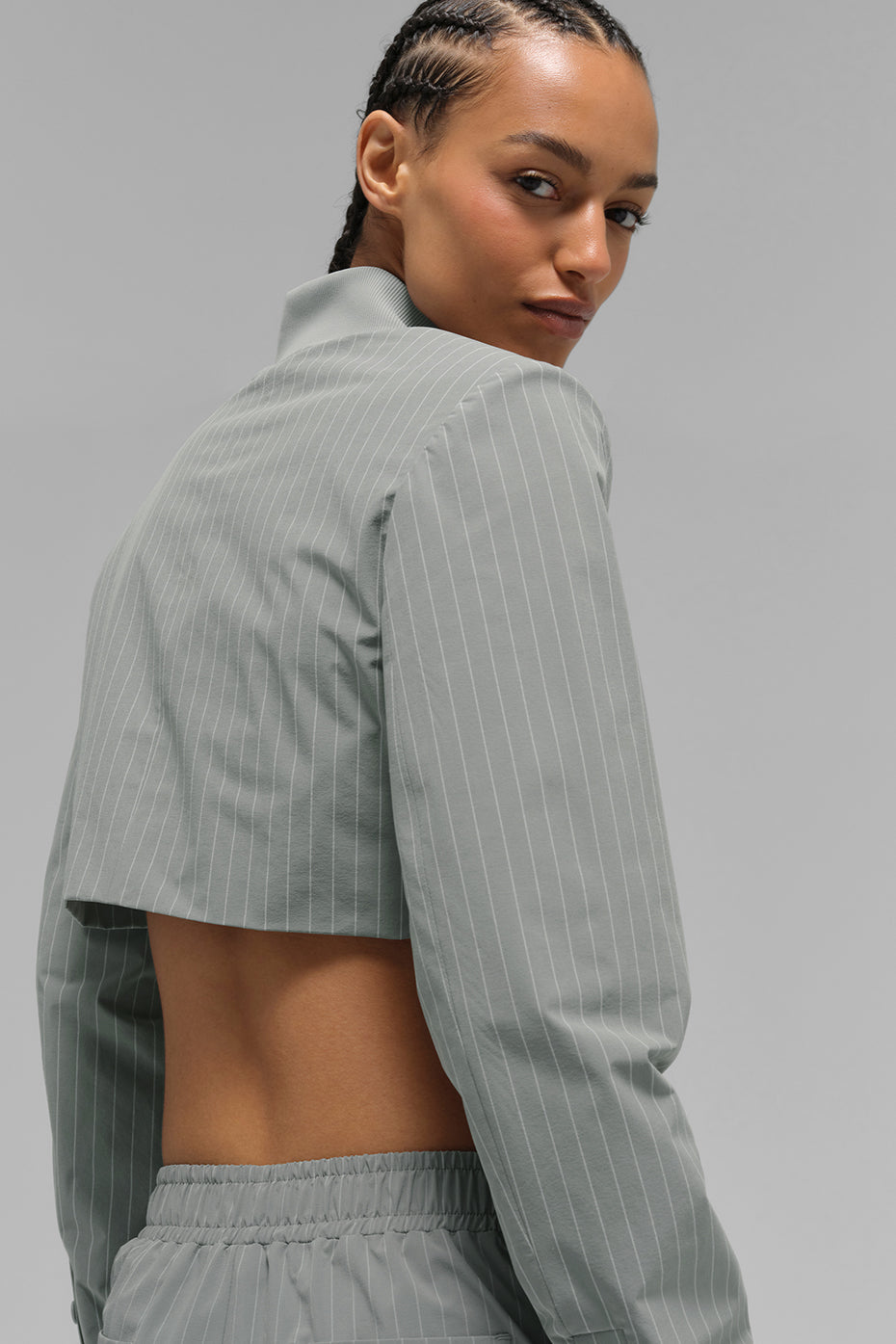 Pinstriped short jacket with full zip "OUT OF STOCK"